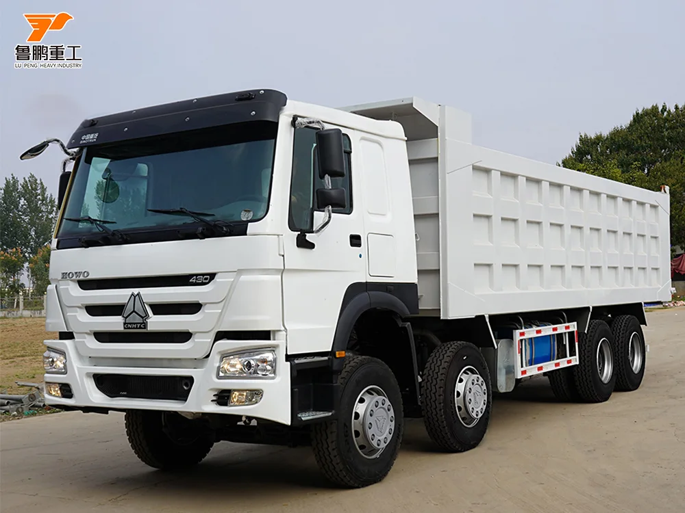 White HOWO 8x4 dump truck with raised cargo body