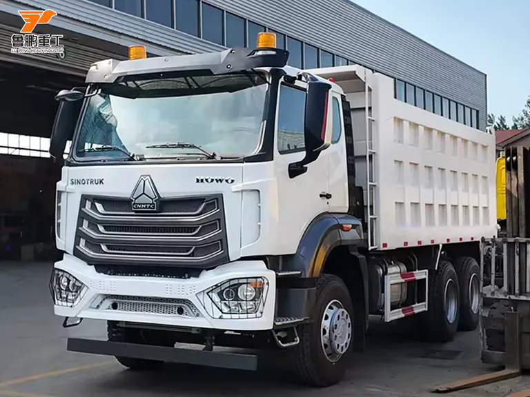 White SINOTRUK HOWO NX 6x4 dump truck with three axles and cargo body visible
